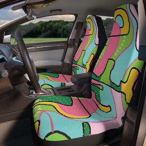 Funky Abstract Car Seat Covers: Groovy Boho Style
