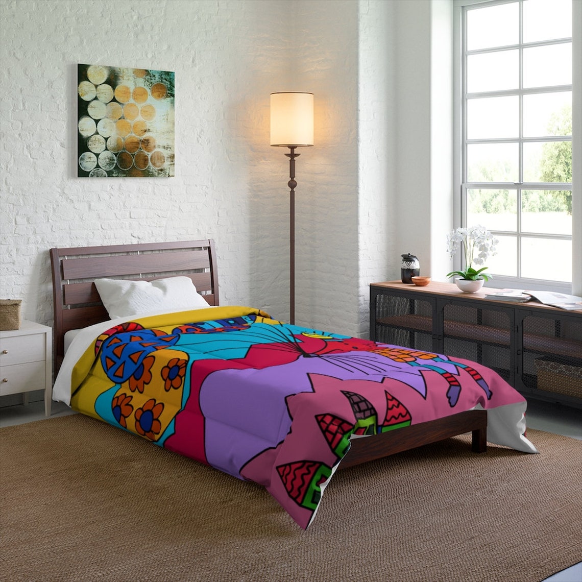Dorm Bedding Colorful Comforter Funky Comforter Artistic Etsy
