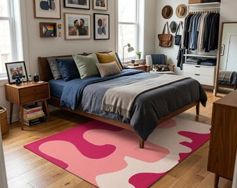 Red Pink Abstract Area Rug: Funky Home Decor