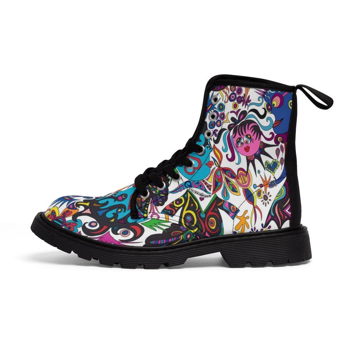 Womens Canvas Boots Funky Boots Pop art Cool shoes Unique Etsy