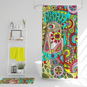 Colorful Shower Curtains, Shower Curtain Funky, Fine Art, Shower Curtains, Bathroom curtain, funky shower curtain, original art work