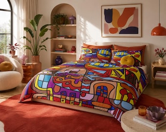 Colorful Abstract Polyester Comforter – Cozy Bedding