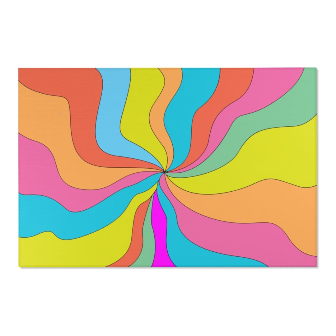 Funky Rugs Groovy Colorful Rug vibrant Colors Wavy Rug Etsy
