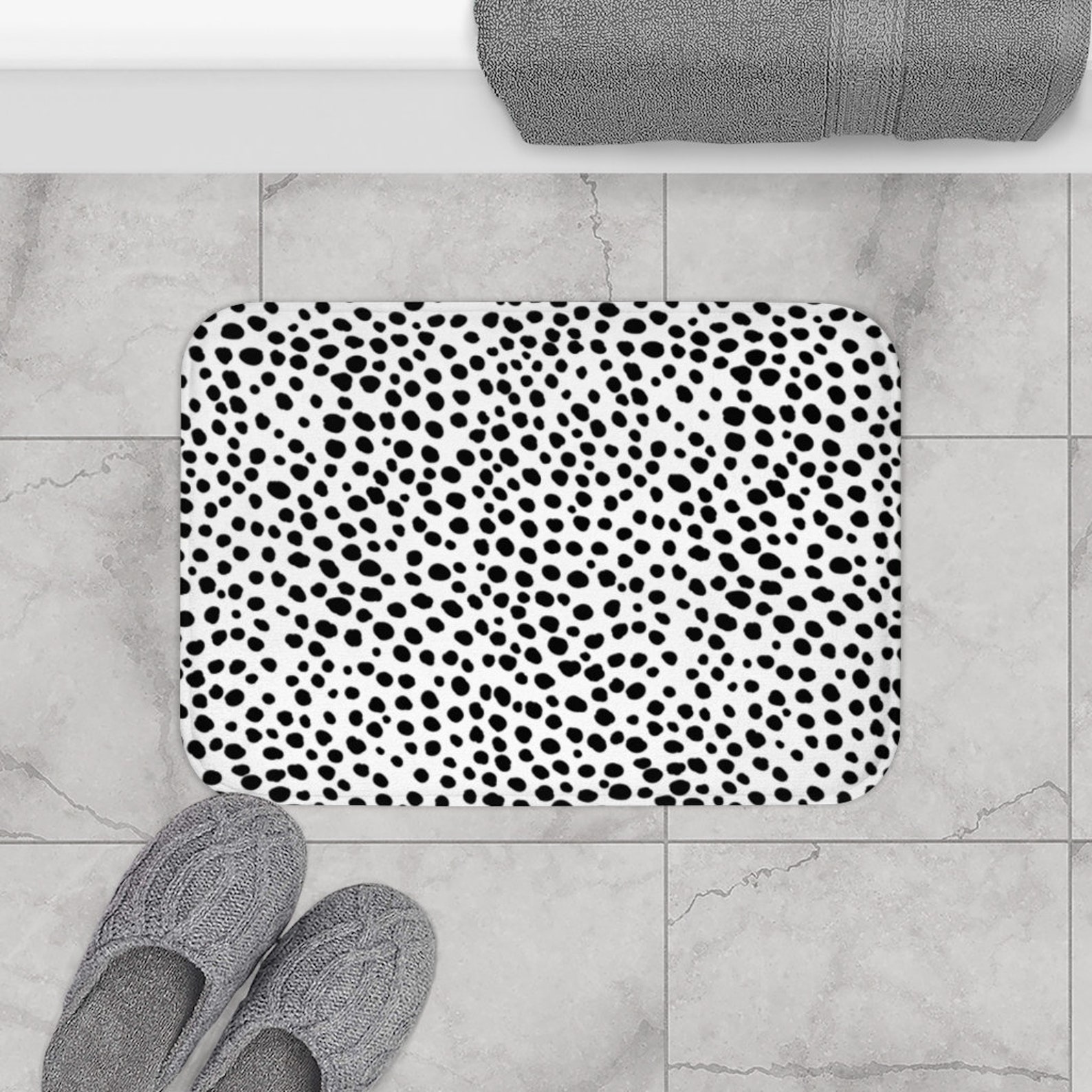 Bath Mat Small Bath Mat Bathroom Rug Black And White Rug Etsy