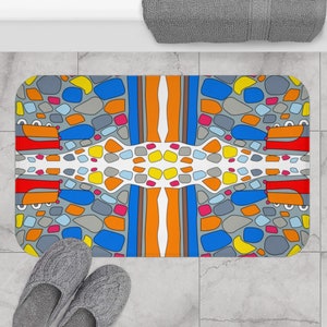 Geometric Bath Mat: Colorful Abstract Bathroom Decor