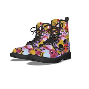 Pop Art Martin Boots: Funky Rave Style, All-Over Print