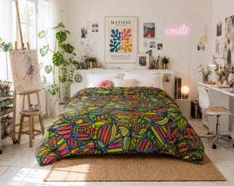 Colorful Funky Comforter: Lightweight Fluffy Bedding