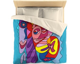 Colorful Dopamine Style, Dorm Bedding, Funky Duvet Cover, pop art duvet cover, funky duvet, funky bed cover, Microfiber Duvet Cover