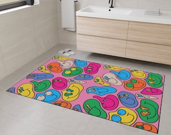 Funky Face Rug: Colorful Heavy Duty Floor Mat
