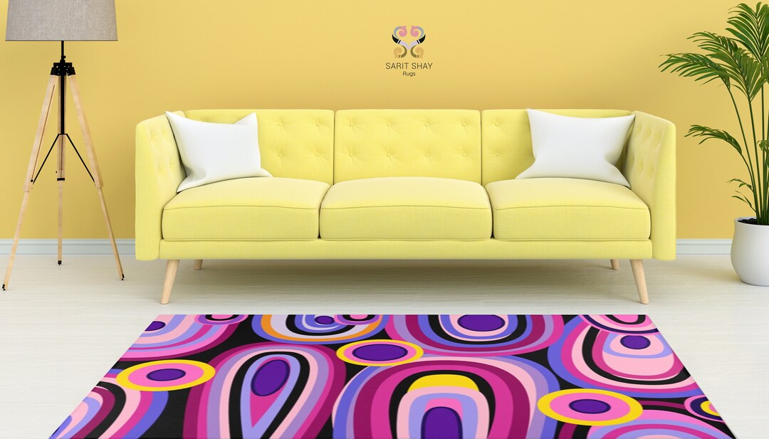 Dorm Decor, Unique Rug, Area Rug, Purple Rug With Pink BOW, Area Rugs