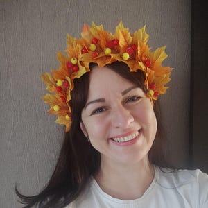 Ahornblatt Haarband, Herbst Stirnband mit Blättern und Beeren, Thanksgiving Day Stirnband, hören Band, Blatt Krone, Herbst-Set, personalisiertes Set