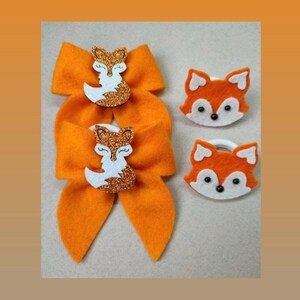 Fox Hair Clip or rubber band Fringe Clips Toddler hair bows Fox Set Gift for girl Birthday Small hair clips Animals Accessories Handmade Fox