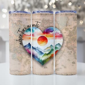 20oz Traveling tumbler, Adventure awaits drinkware, Perfect gift for anyone who loves traveling, Wanderlust gift, World traveler mug,
