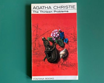 The Thirteen Problems - Agatha Christie - Tom Adams - Fontana Books 1971 - Vintage Artwork Recycled Literary Gift