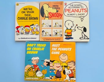 5 American & UK Early Rare 1960s Vintage Peanuts Colour Comic Paperback Books - Charles M Schulz 1970 Charlie Brown - Snoopy Comic Lovers