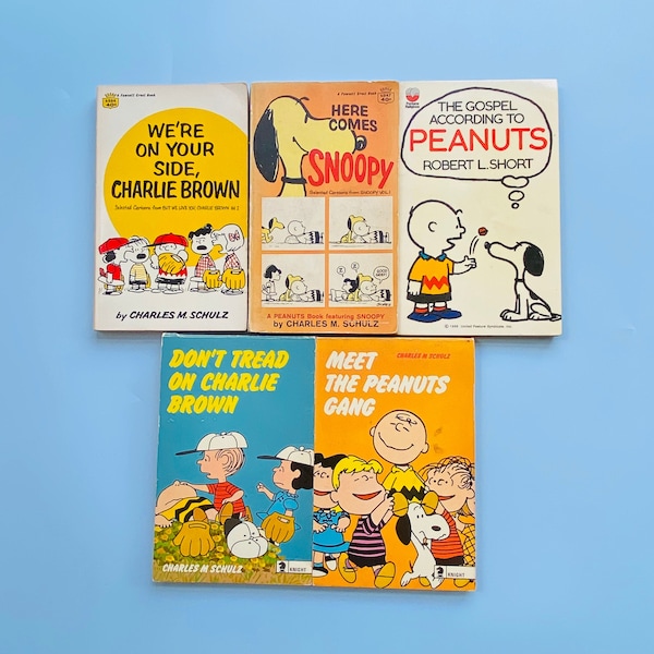 5 American & UK Early Rare 1960s vintage Peanuts Color Comic Paperback Books - Charles M Schulz 1970 Charlie Brown - Snoopy Comic Lovers