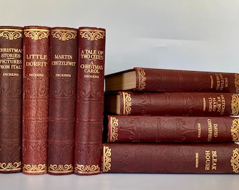 Charles Dickens 8 Vintage Hardback Book Set Hazell Watson Viney Illustrated - Bleak House - A Christmas Carol - Vintage Antique Books