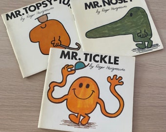 Collection de 8 pièces Mr Men des années 1970 - Roger Hargreaves Books - Livres vintage originaux Mr Men - Cadeau vintage Mr Men - Pour Simon