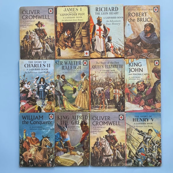 11 Britse Kings & Queens Ladybird-boeken - Avontuur uit de geschiedenis van de jaren 60 - Geschiedenisgeschenk - Serie 561