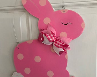 Pink Bashful Bunny Door Hanger