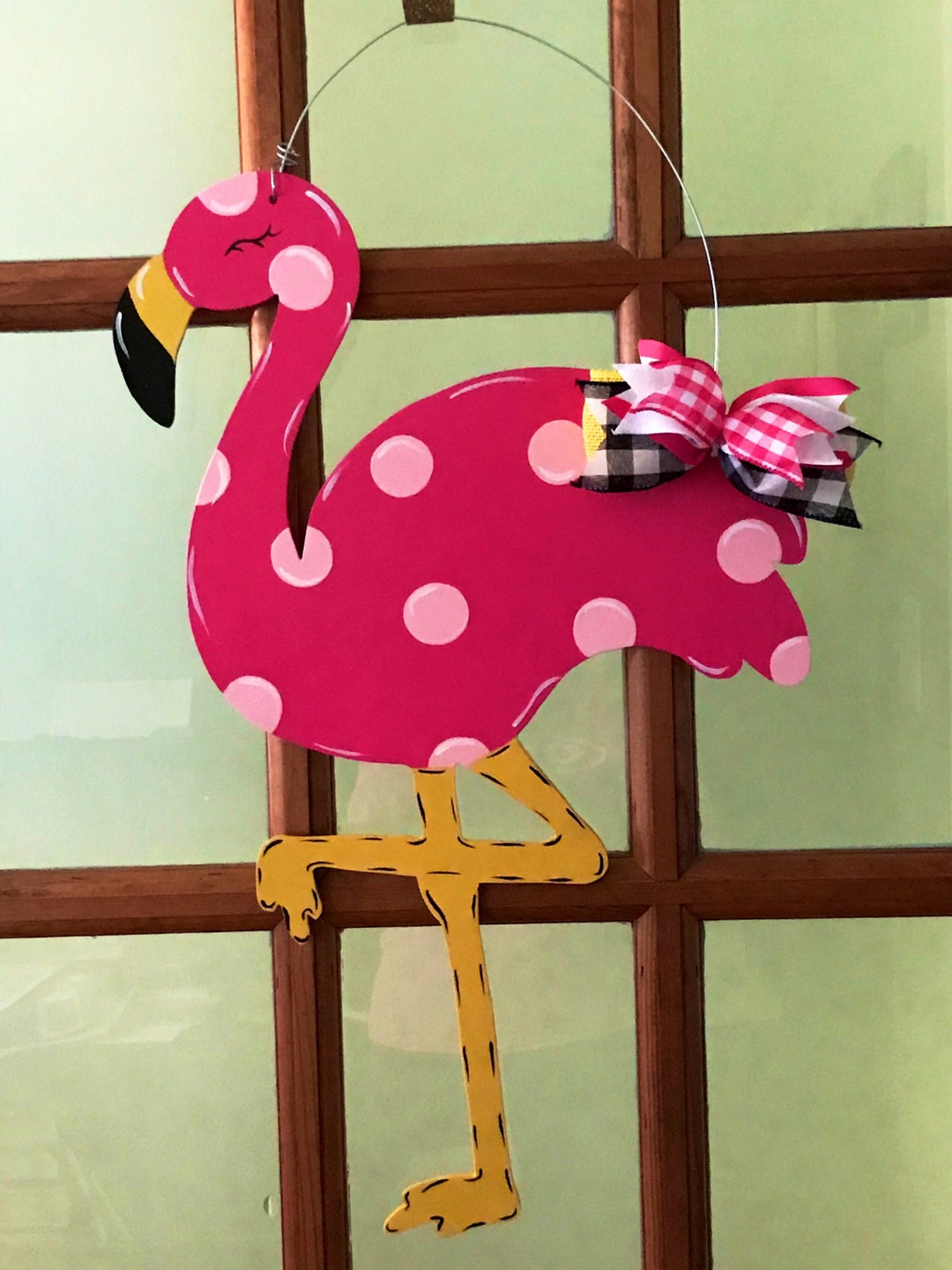 Large Flamingo Door Hanger Etsy