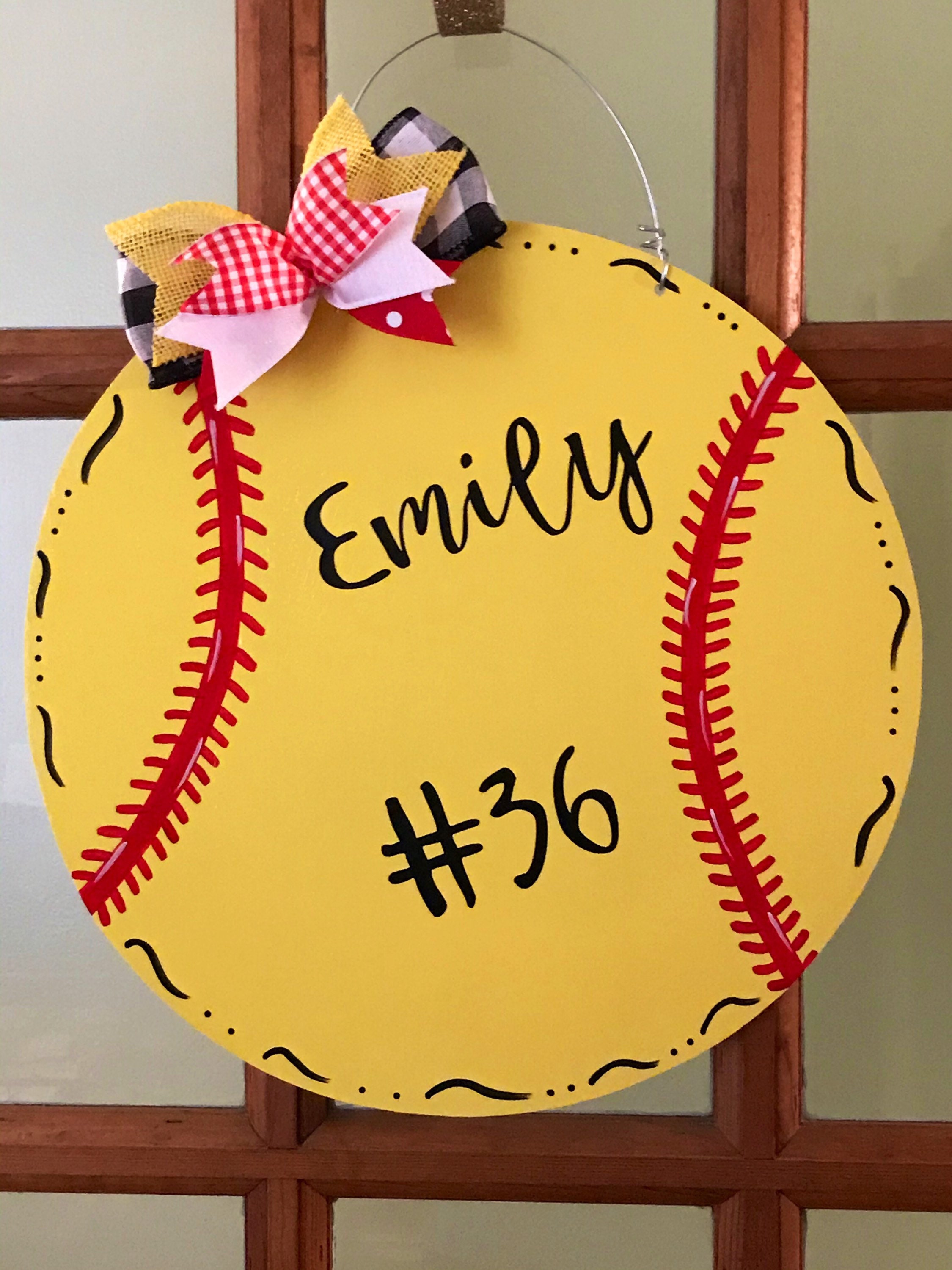 Softball Door Hanger Etsy