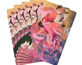 Flamingo-Kunst-Spielkarten | Abstraktes Vogel-Kartenspiel (300 g/m² Karton)