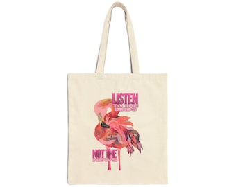 Flamingo Watercolor Tote Bag | Hand-lettered Quote Canvas Bag