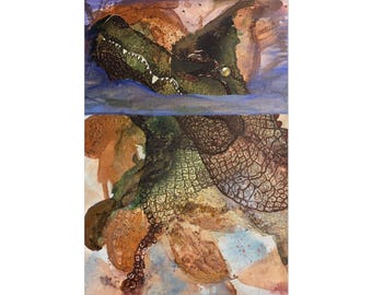 Alligator Art Print: Watercolor Landscape, Semi-Glossy Poster (Multiple Sizes)