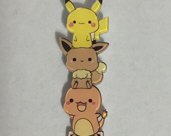 Combo Pikachu Eevee Keychain Cute Pokemon Clay Handmade Etsy