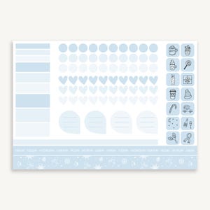 Hoja de calcomanías funcionales: País de las maravillas invernal, primo Hobonichi, cajas, puntos, íconos