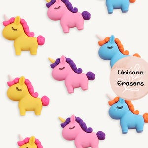 Cute Unicorn Eraser, 3 PCs, Unique Stationery Gift, Stocking Fillers