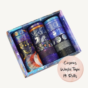 Cosmos Washi Tape Set, Universe, Space Galaxy, Scrapbooking, Journaling, Crafting Decoratieve Tape, Goud- en zilverfolie