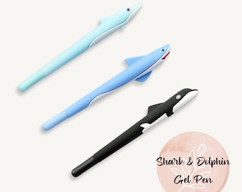 Stylo gel, motif dauphin-baleine, requin, thème océan, encre noire, papeterie fantaisie, fournitures pour la rentrée