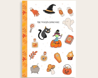 Fall Halloween Sticker Sheet, Pumpkin, Autumn Planner Stickers, Journaling, Scrapbooking Supplies