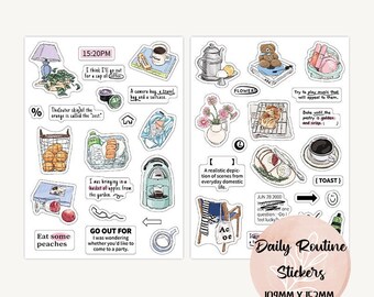 Everyday Objects Sticker Sheets, Planner, Calendar, Scrapbook, Journal Stickers, Daily Routine