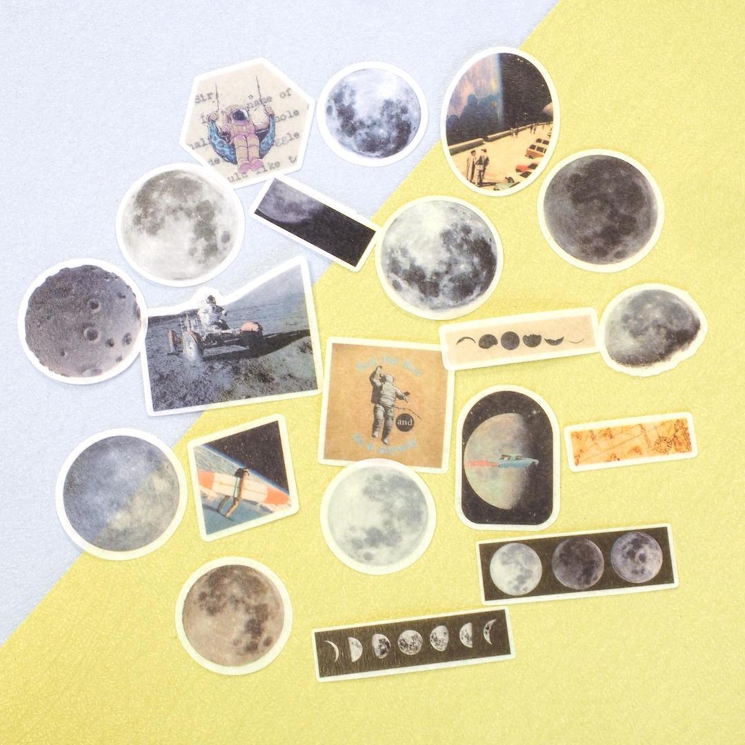 Moon Space Sticker Pack, Astronaut, Planet Junk Journal Ephemera ...