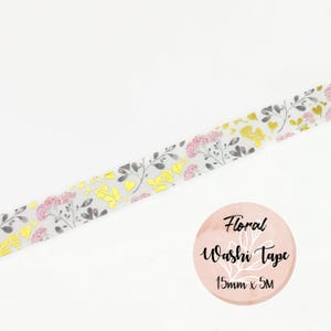 Floral Washi Tape mit Goldfolie, Dekoratives Klebeband für Scrapbooking, Journaling, Planer Boarding und Basteln