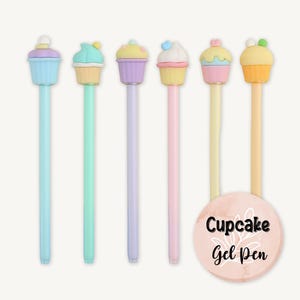 ジェルペン、カップケーキトッパー、かわいい食べ物テーマ、ノベルティ文具ギフト、黒インク、クリスマスプレゼント