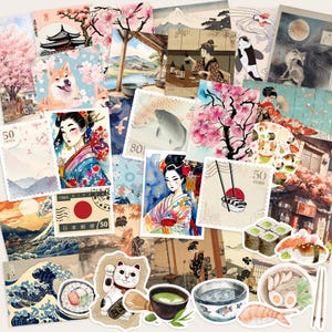 Japanische Kultur Journaling Mixed Pack, Nostalgie Japan Scrapbooking Junk Journal Scrappy Papier Aufkleber Ephemera Kit