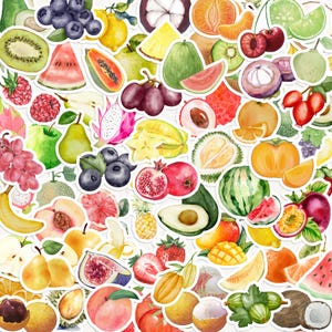 25 adesivi di frutta, frutti esotici tropicali, adesivi per diario acquerello e scrapbook planner