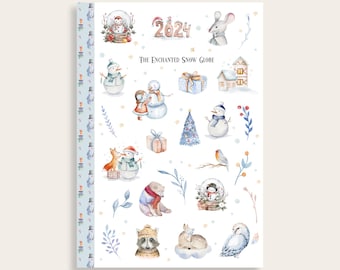 Snowmen Sticker Sheet, Winter Theme, Wonderland Animals, Snow Globe, Planner Stickers, Calendar, Journaling, Scrapbooking Supplies