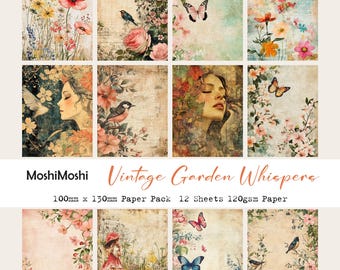 Floral Scrapbook Paper Pack: Vintage Garden Designs (12 Sheets)