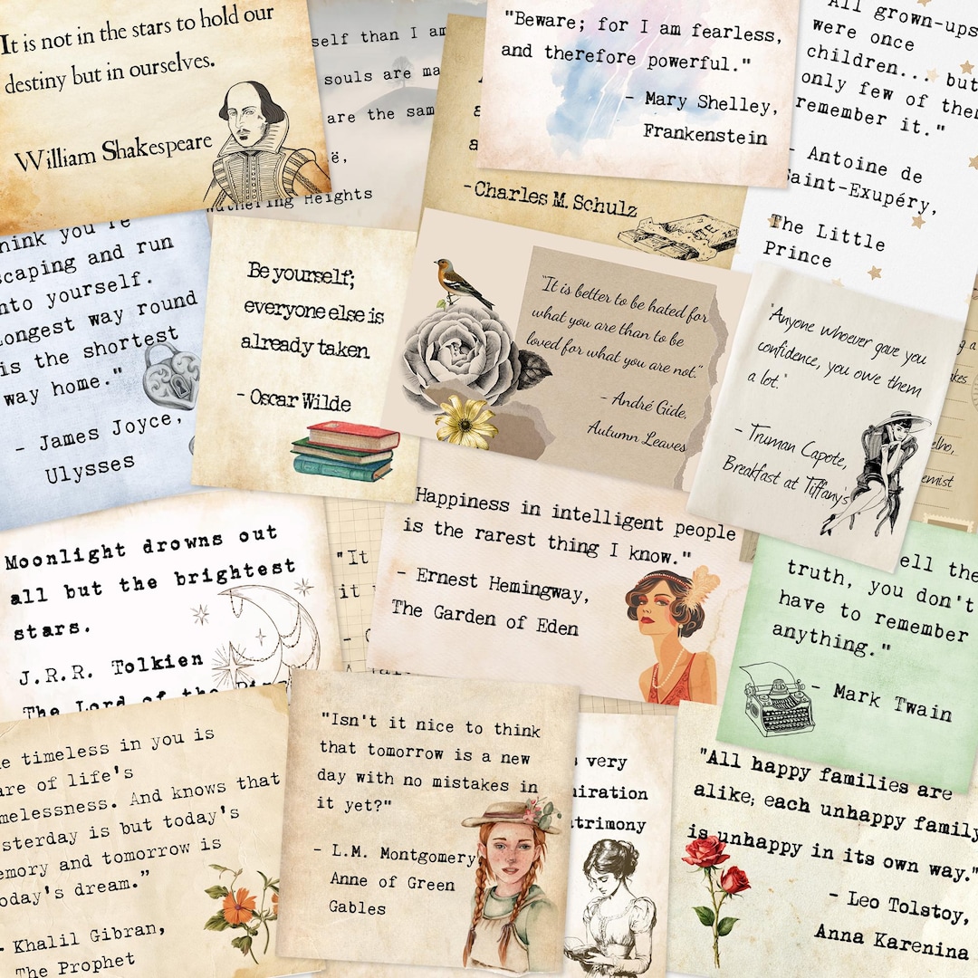 Literature Review Stickers Vintage Literary Quote Stickers: Bookish Scrapbook Decals - Etsy
