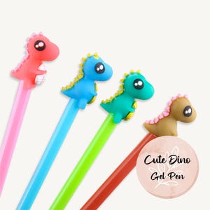 Cute Dino Gel Pen, Animal Pens, Black Ink, Stocking Fillers, Kawaii Stationery Gift