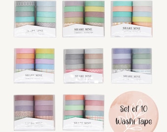 Set di nastri washi colorati: bordo geometrico per planner, 10 rotoli