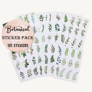 Confezione da 135 adesivi botanici, foglia verde, fogliame, diario, forniture per scrapbooking