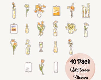 Wildblumen Sticker Pack - Herbst Herbst Blumen, Botanische Planer Aufkleber, Journaling, Scrapbooking Zubehör