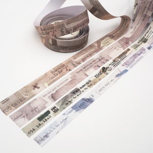 Zestaw taśmy Washi Antique Paper Collage, maszyna do pisania, stempel pocztowy, stare pismo, retro efemerydy, scrapbooking, dziennikarstwo śmieciowe