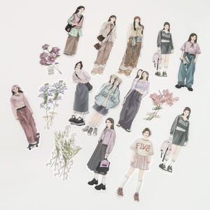 Adesivi moda per ragazze, abbigliamento casual, adesivi per planner, journaling, scrapbooking